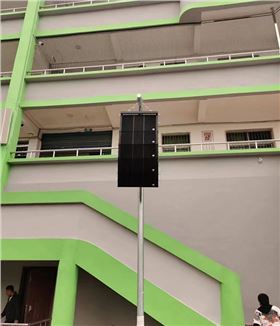 四川南充某學校體育場選用爵士龍全天候防水線陣音響系統(tǒng)